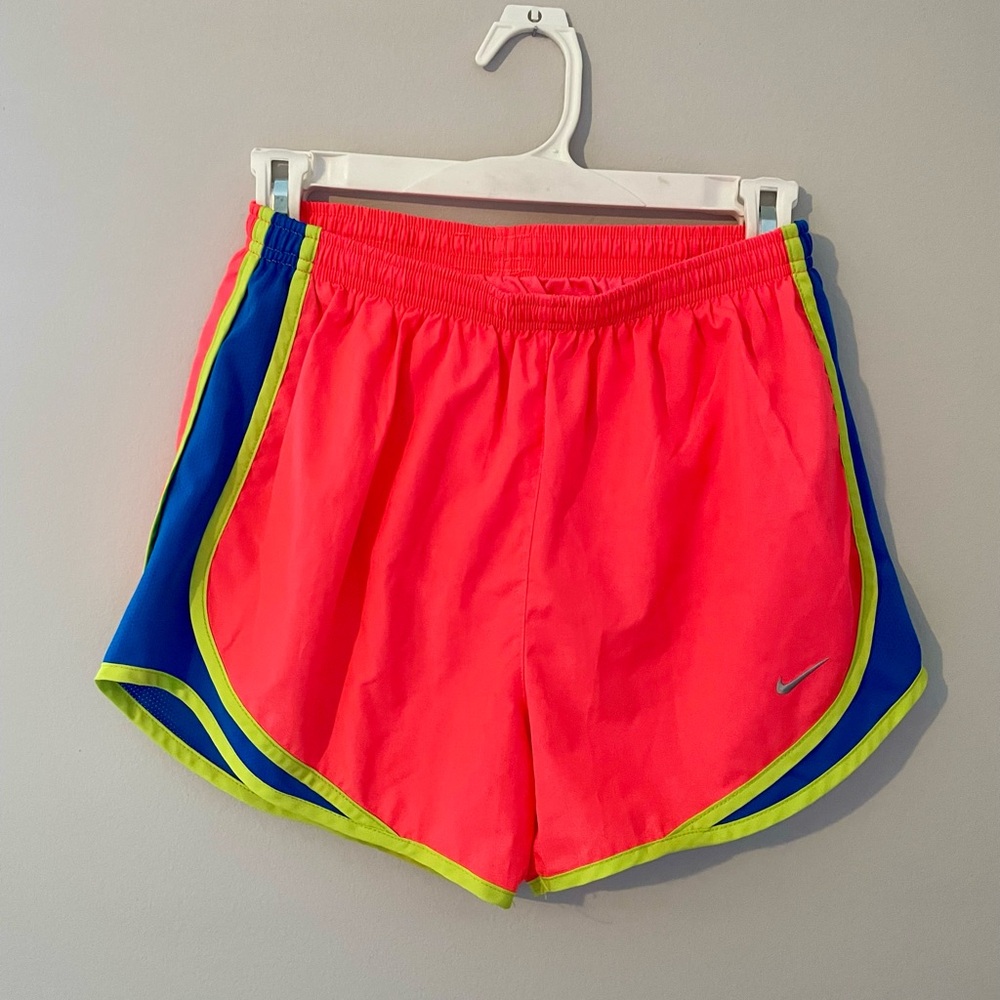 Nike Women's Neon Pink and Blue Athletic Shorts